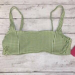 Xhilaration Bikini Top Womens Large Green Stripe Lime White Padded Swim NEW L
